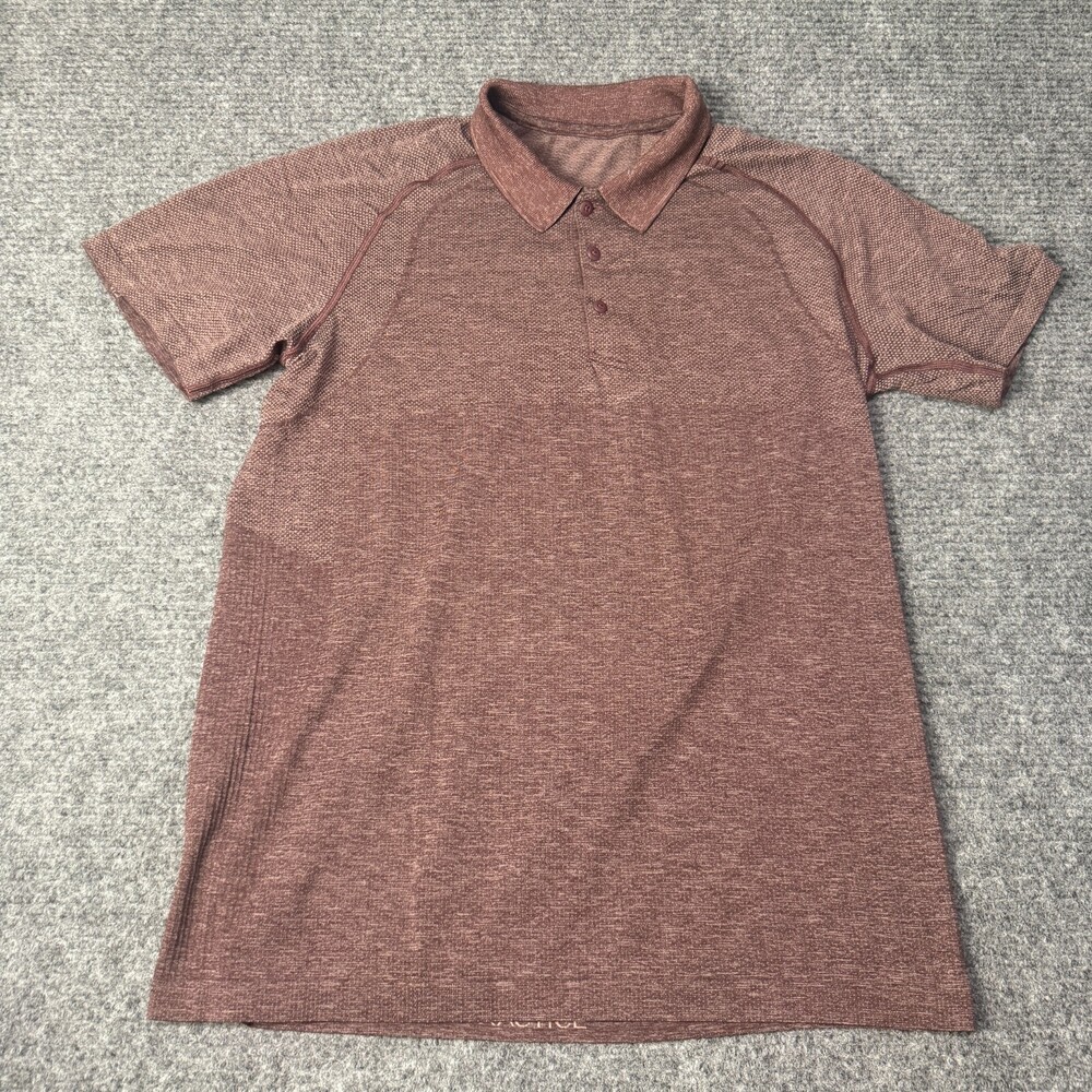 Lululemon Polo Shirt Mens Medium Red Heather Golf Performance Stretch Athletic